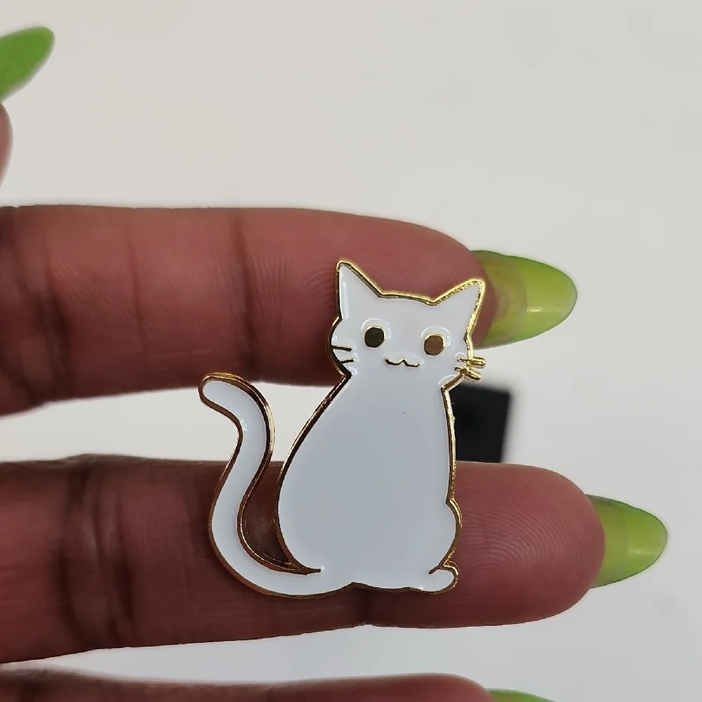 Cat Hair Is My Glitter Enamel Pin Set Cute Cat Coffee Pins White Purple